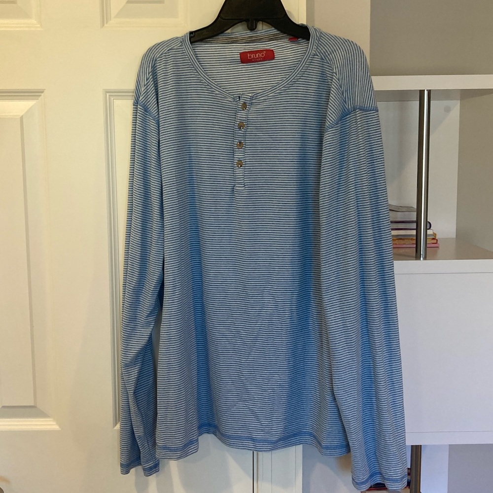 Bruno Milano Blue and White Striped Long Sleeve Shirt